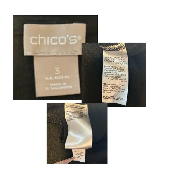 CHICO’S 3 Cardigan Black XL extra large Infiniti open lightweight - Picture 4 of 4